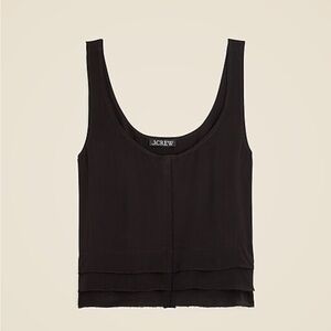 elegant, sexy, breezy J. Crew Drapey Tiered Crèpe de Chine Tank Top XL Black